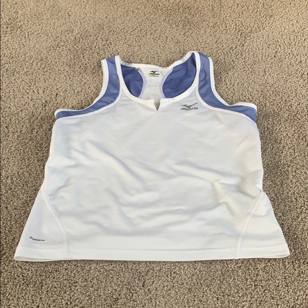 White and blue athletic tank top